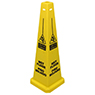Wet Floor Cone - 4 Sided - Hard Plastic Yellow - 35"
